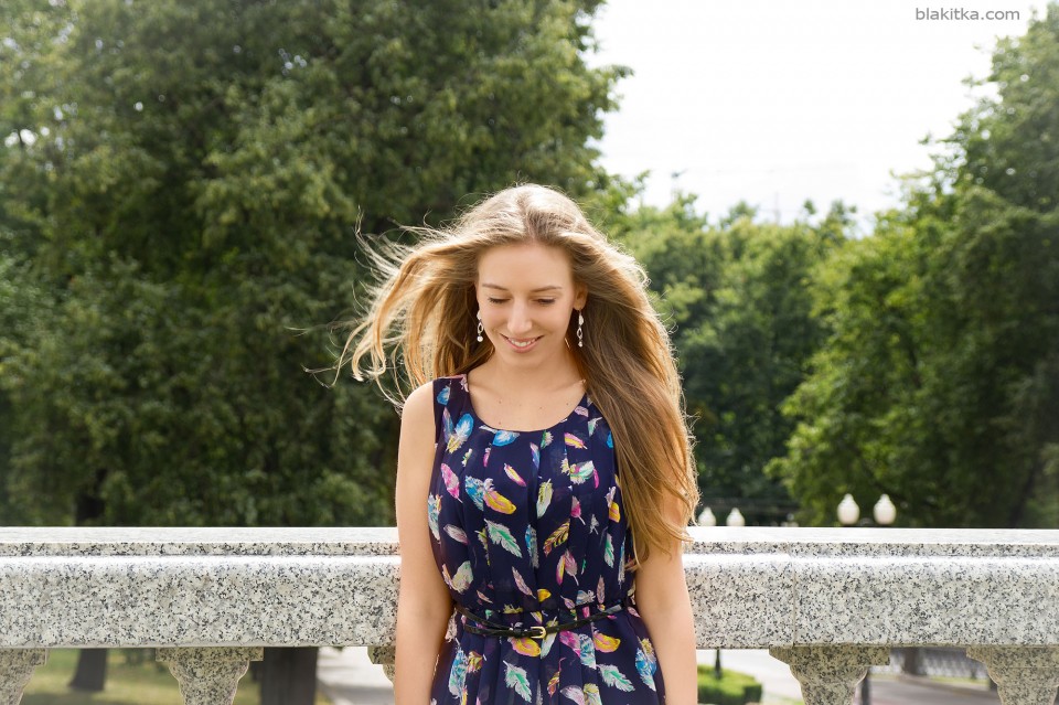 Blonde girl with long flying haires